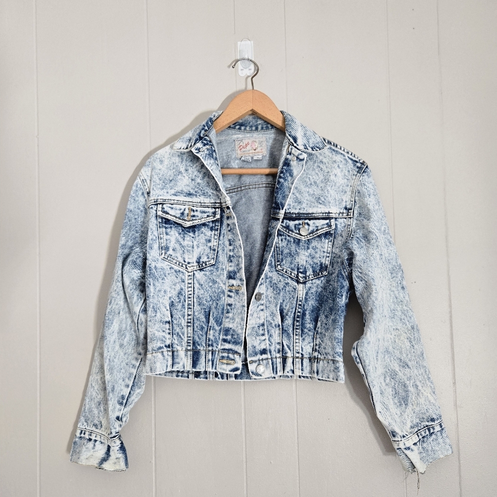 Vintage Vtg Pepe Cropped Jean Jacket Y2k 2000s Acid Washed Blue S